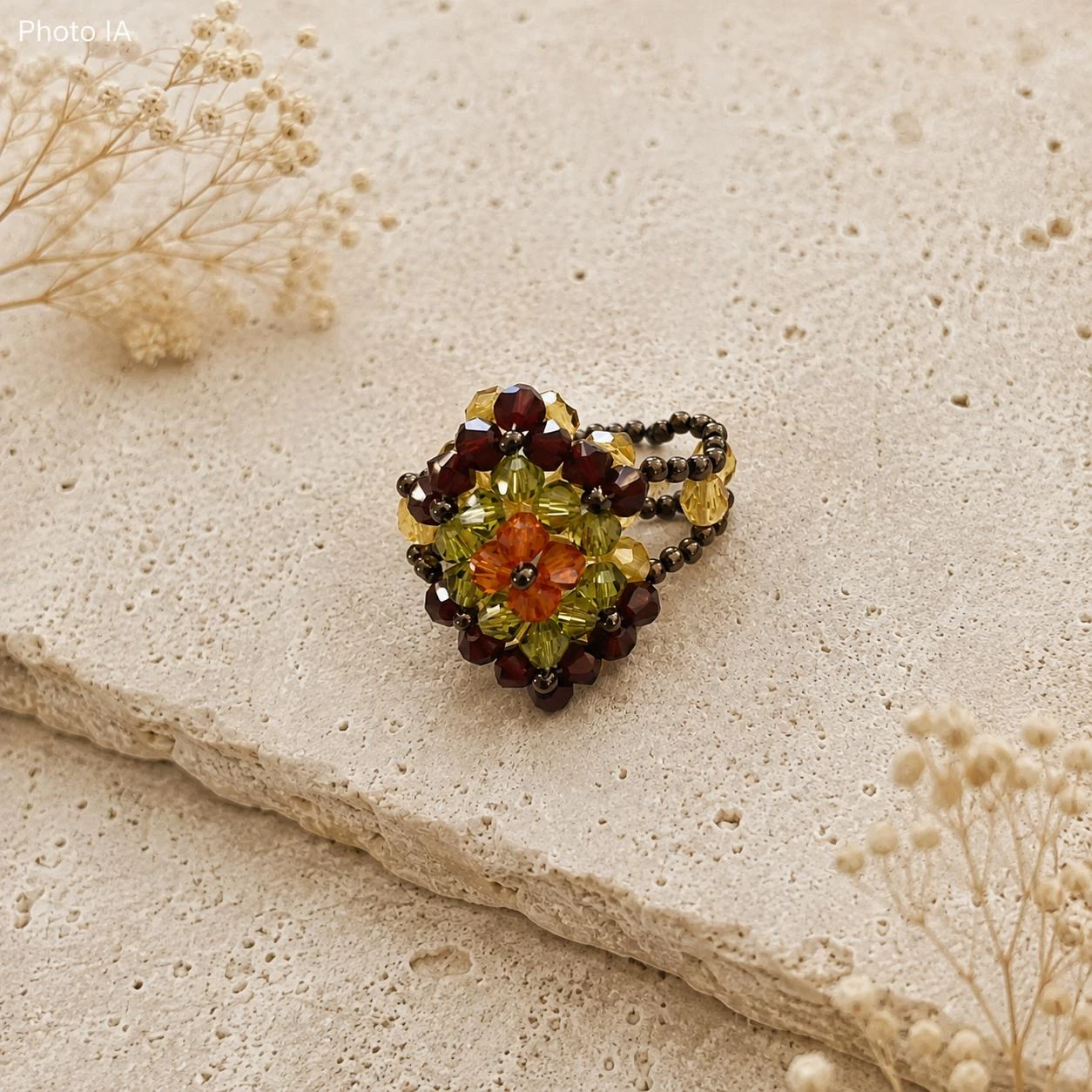 Bague fantaisie – style fleur boheme – bijou original
